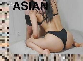 asiatisk, doggy-style, fitta-pussy, amatör, pov, trosor, underkläder, tight, ritt, rumpa-butt
