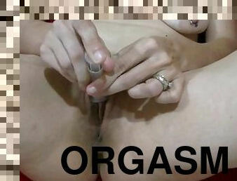 mastürbasyon-masturbation, boşalma, amatör, orta-yaşlı-seksi-kadın, oyuncak, fetiş, tek-kişilik