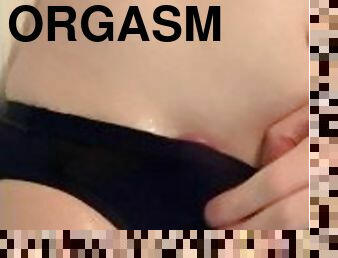 Hands free orgasm in very tight spandex briefs