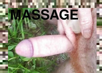 Transparent vagina massages dick while Pipedream cock is stretching asshole - in the forest