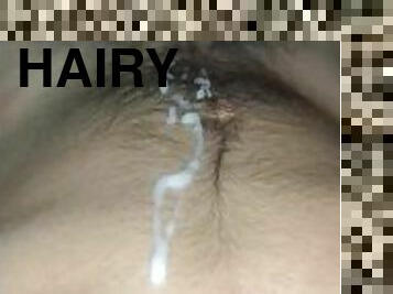 Hairy dick cums hard