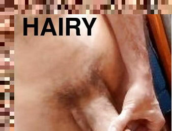 Hairy hung jerk off