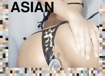 asiático, cona-pussy, amador, gay, langerie, dildo, sozinho, biquini, gay-adolescente