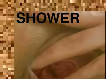 baden, klit, masturbieren, muschi, fingerspiele, fest-tight, dusche, rasiert
