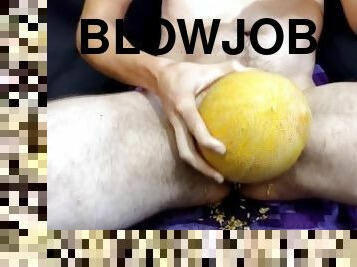 Melon masturbation - a gentle slobbering blowjob with the sounds of munching turned out