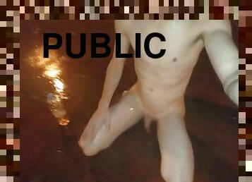 Playing naked with my piss in public