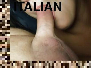 Sexy Italian milf deep throats my cock and buries her nose in my balls. Great cocksucking audio
