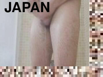 asiatisk, bad, masturbation, gay, japansk, dusch, ensam