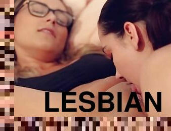 clítoris, pezones, coño-pussy, arnés, lesbiana, besando, novia, consolador, chupando