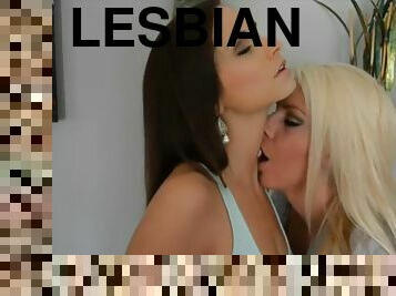 lesbisk, kyssar, fetisch