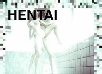 bañando, público, adolescente, primera-persona, hentai