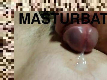First time jerking my big dick and cum on my bellybutton