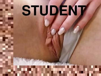 klitta, masturbation, orgasm, fitta-pussy, student, kåt, ensam, vått