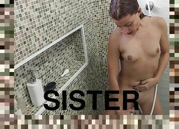 Check Out My Step Sister Masturbating At The Shower!