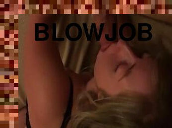 Blonde gf gags on my cock