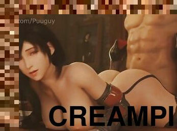 Final Fantasy Tifa getting some creampie while bein fucked on a bar table (Sound-60fps)