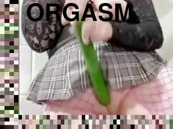 extrem, masturbation, orgasm, fitta-pussy, kvinnligt-sprut, goth, grönsak