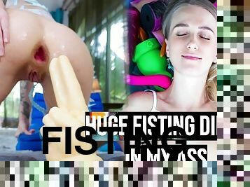 WOW HUGE Fisting Dildo Wrecks my tiny ASS