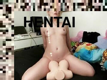 masturbación, orgasmo, amateur, cachonda, hentai, coño-britney, perfecto, a-solas