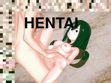 gros-nichons, public, fellation, japonais, ejaculation-interne, plage, anime, hentai, 3d