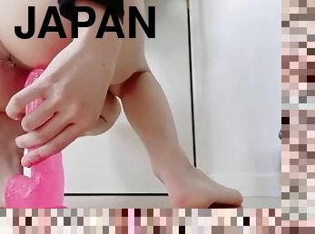 asiatisk, masturbation, fitta-pussy, japansk, dildo