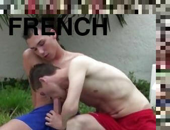 two so sexy french twinks fucking oudoor ewhib in the swimming pool