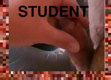 Student helps out a stranger to cum for a few bucks