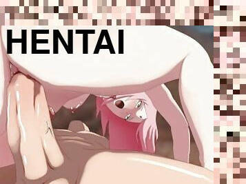 tyłek, anal, nastolatki, wytrysk, anime, hentai, dupa