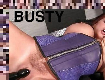 Busty Redhead Ashley Graham Works Her Pussy In Leather Gear!