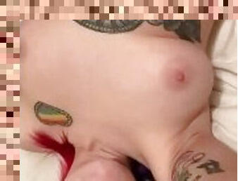 Tattooed teen gets a creampie