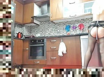 kitchen show 2 , black pantyhose