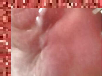 Feet on cum, Alpha Fetish Master makes two spit. Drool, cum, foot fetish! Domination, straight