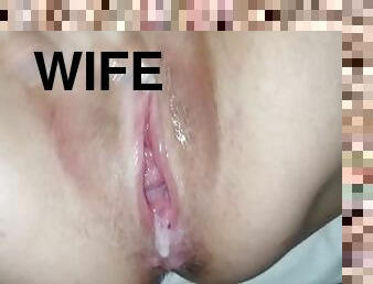 Wifes creamy pussy ready to cum and orgasm