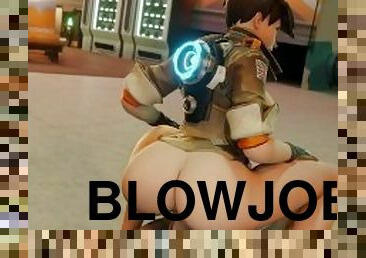 Tracer Bouncing on Big Cock before the game starts. GCRaw. Overwatch