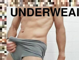 masturbation, cumshot, gay, juckande, sprut, perfekt, ensam, kuk, underkläder-underwear