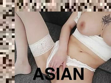 ázijské, zadok, veľké-prsia, masturbácia, pička, žena, amatérske, japonské, prsia, zadok-butt