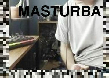 masturbation, gigantisk-kuk, gay, juckande, söt, ensam, bollar, vit, twink, kuk