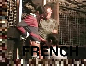 french dude fucked in gang bang by 2 badboys in discret basement in PARIS