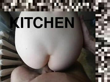 Hard sex in the kitchen with cum in pussy