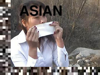 asiatisk, udendørs, japans, bdsm, fetish, bondage, brunette