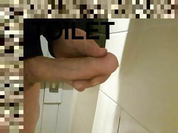 Cumshot in pub toilet