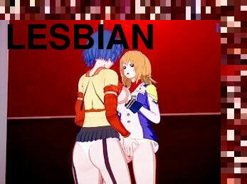 lesbiana, con-los-dedos, anime, hentai, 3d, fetichista