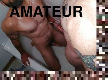 papa, pisser, amateur, gay, point-de-vue, fétiche, pappounet, musclé, tatouage, ours