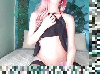 Petite horny slut with pink hair