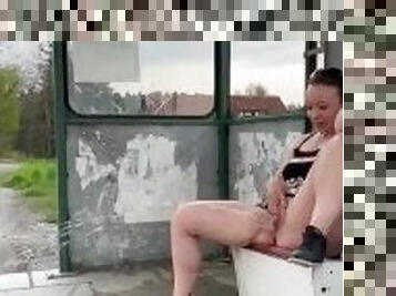 Pissing in public bus stop