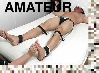 amatör, gay, bdsm, fötter, bunden, fetisch, bondage, muskulös, tår