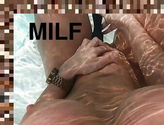 Female POV Hot Milf masturbating in Hot Tub with her until she cums HARD