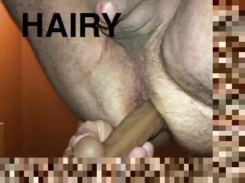 bad, hårig, masturbation, anal, leksak, dildo, dusch, ensam, rövhål, särande