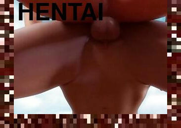 ejaculation-interne, sexe-de-groupe, plage, hentai, maîtresse, sauvage