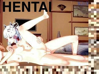 Yoimiya and Ayaka Kamisato have intense futanari sex at home. - Genshin Impact Hentai